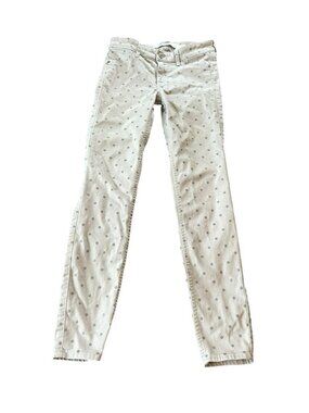 Abercrombie & Fitch Glitter Polka Dot Skinny Jeans Gray Silver Sz 0 Preppy Y2k